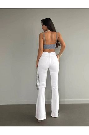 شلوار جین سفید زنانه رگولار Trn JNS - کد 896045858