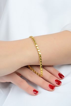 دستبند طلا رنگی زنانه 14 عیار kuyumcu nurettin - کد 856874107