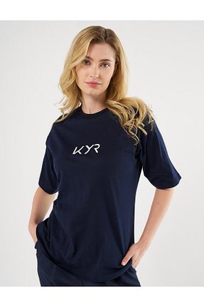 تیشرت سرمه ای زنانه رگولار KYR - کد 896062375