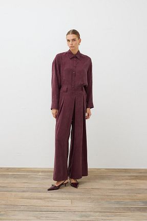 ست بالاتنه و پائین تنه حجاب زرشکی زنانه رگولار TERZİ DÜKKANI - کد 894423390