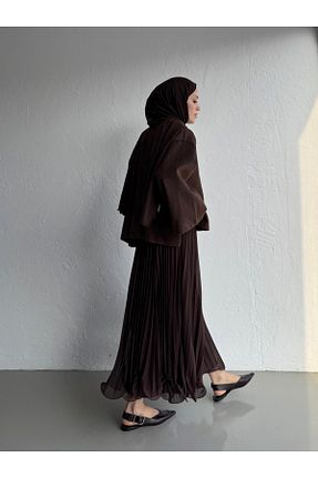 دامن قهوه ای زنانه پلی استر Moca - کد 894474637