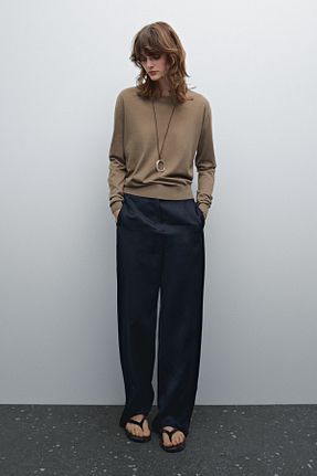 پلیور قهوه ای زنانه ساده Massimo Dutti - کد 894480354