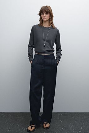 پلیور طوسی زنانه ساده Massimo Dutti - کد 894480923