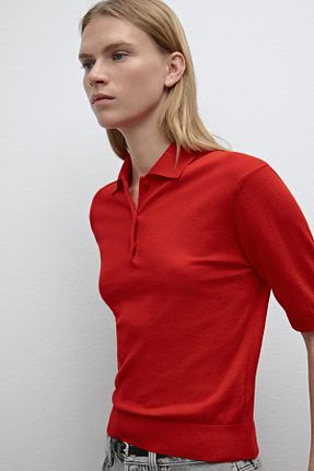 پلیور قرمز زنانه ساده Massimo Dutti - کد 894493295