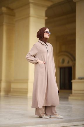 ست بالاتنه و پائین تنه حجاب قهوه ای Relaxed NS Moda - کد 894533977