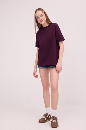 تیشرت زرشکی زنانه رگولار Addax - کد 894539067