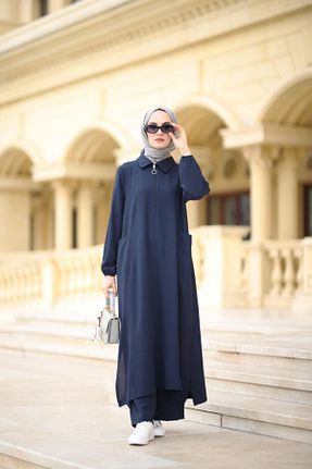 ست بالاتنه و پائین تنه حجاب سرمه ای Relaxed NS Moda - کد 894534396