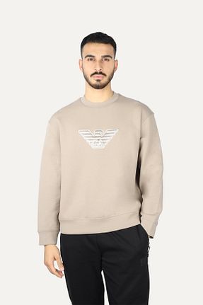 سوئیشرت بژ مردانه طرح دار Emporio Armani - کد 894588031
