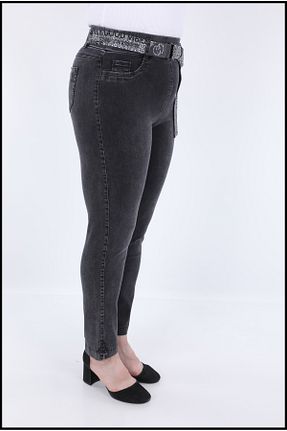 شلوار جین سایز بزرگ مشکی زنانه پاچه لوله تفنگی EXİTLİNE - کد 892406209
