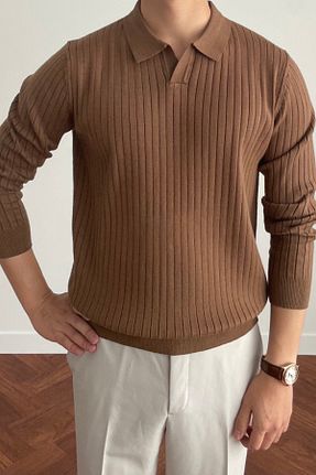 پلیور قهوه ای مردانه ساده COOL TARZ - کد 894589372