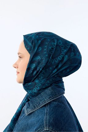 شال فیروزه ای زنانه پنبه ای cs camellia scarf - کد 894604203