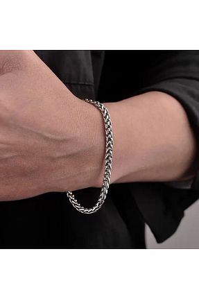 دستبند استیل (فولاد) طوسی مردانه استیل ضد زنگ Bay hediye - کد 894690849