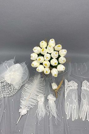 عقد و عروسی و حنابندان سفید Hayalperest boncuk - کد 333948148