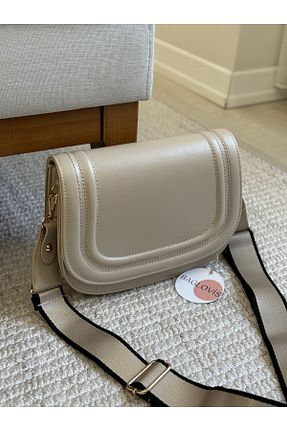 کیف دوشی بژ زنانه چرم مصنوعی BAGLOVİS - کد 894704535