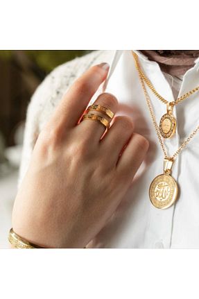 انگشتر استیل (فولاد) زرد زنانه استیل ضد زنگ SafaZEN - کد 894726971