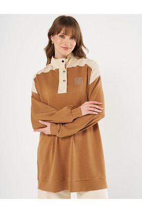 سوئیشرت حجاب قهوه ای زنانه بافتنی Kayra - کد 897217261