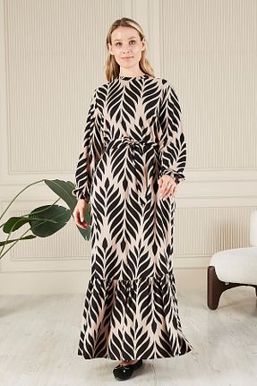 لباس سایز بزرگ قهوه ای زنانه ویسکون Ferace - کد 834591259