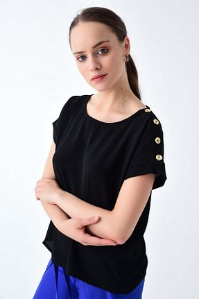 بلوز مشکی زنانه ساده Cotton Mood - کد 6505126