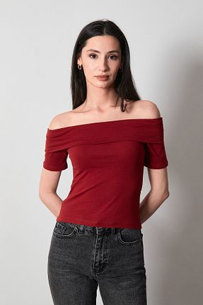 بلوز زرشکی زنانه ساده Fullamoda - کد 894817101