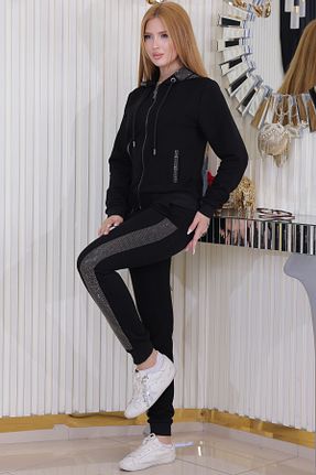 ست گرمکن سایز بزرگ مشکی زنانه پنبه ای RICH GLAM - کد 894869989