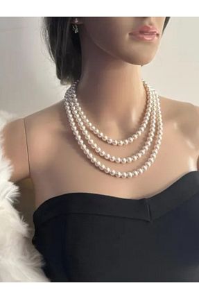 گردنبند جواهر سفید زنانه شیشه SHİNELİZE - کد 894941320