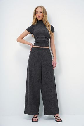 ست بالاتنه و پائین تنه طوسی زنانه بافتنی Trend Alaçatı Stili - کد 891517589