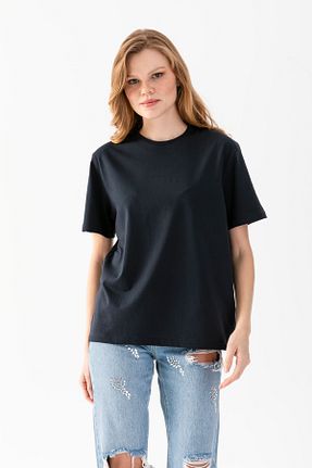 تیشرت سرمه ای زنانه اورسایز Wega Moda - کد 892598158