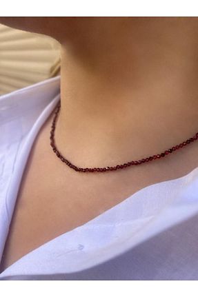 گردنبند جواهر زرشکی زنانه Zodyak Doğal Taş - کد 892657935