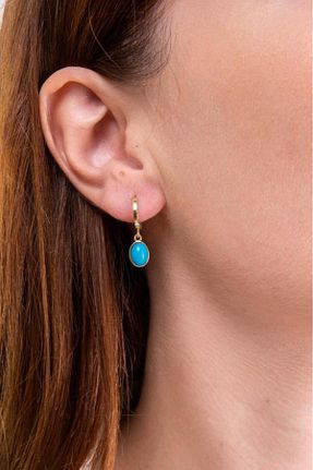 گوشواره طلا آبی زنانه 14 عیار Tufanlar Kuyumculuk - کد 769912649