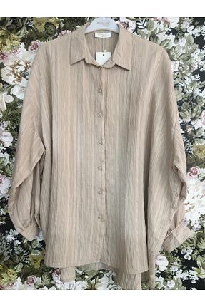 پیراهن حجاب بژ اورسایز Butik Eylül - کد 892671147
