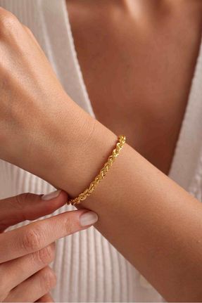 دستبند طلا زرد زنانه 14 عیار Tufanlar Kuyumculuk - کد 847526069