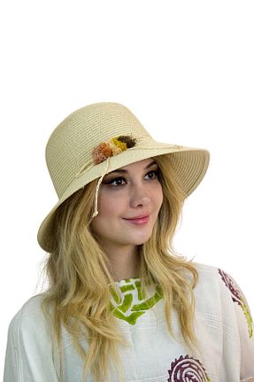 کلاه بژ زنانه حصیر Bay Şapkacı - کد 830259058