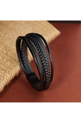 دستبند جواهر مشکی زنانه چرم MODA - کد 892744376
