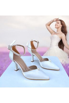 کفش پاشنه بلند کلاسیک نباتی زنانه ساتن Gloriys Ayakkabı & Çanta - کد 892778628