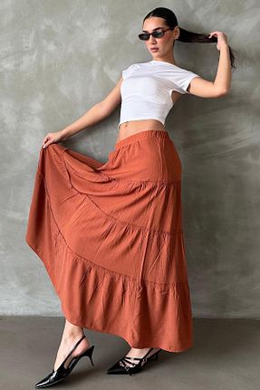 دامن نارنجی زنانه پنبه ای Seeh - کد 892395982