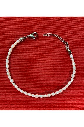 دستبند استیل (فولاد) سفید زنانه استیل ضد زنگ Naspar - کد 894368366