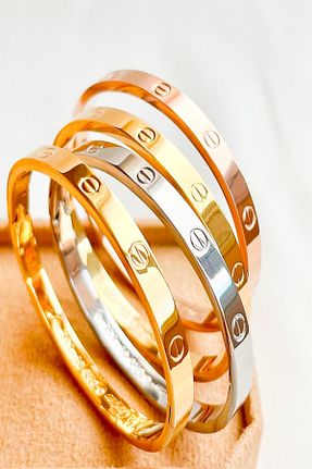 دستبند استیل (فولاد) زرد زنانه استیل ضد زنگ Pretty - کد 892854336