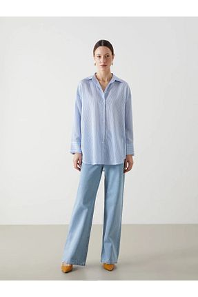 پیراهن سرمه ای زنانه اورسایز LC Waikiki - کد 892861966