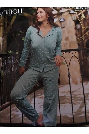 ست لباس راحتی سبز زنانه Puantiyeli Pijamoni - کد 892877191
