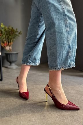 کفش استایلیتو زرشکی پاشنه نازک SHOEBELLAS - کد 892883230