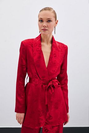 کت قرمز زنانه پلی استر Sateen - کد 892890726