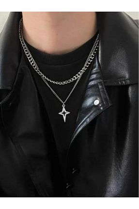 گردنبند جواهر طوسی مردانه آهن MK AKSESUAR - کد 892902585