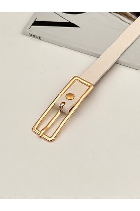 کمربند سفید زنانه چرم مصنوعی Descoin - کد 892906239