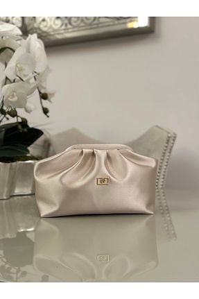 کیف مجلسی بژ زنانه چرم مصنوعی mossi - کد 894489523