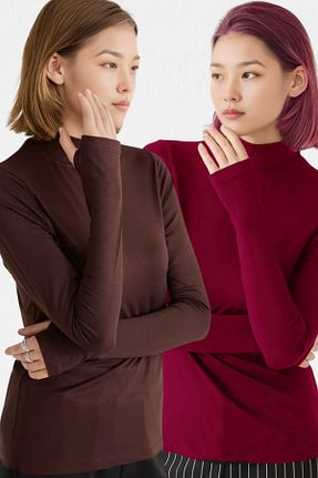 بلوز قهوه ای زنانه ساده VODENS - کد 894507674