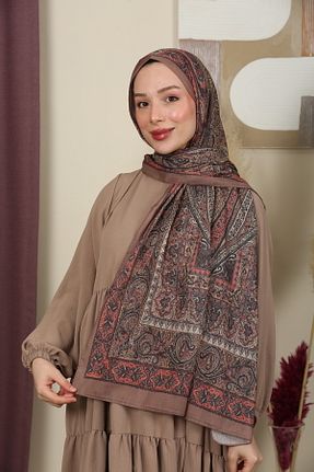 شال قهوه ای زنانه پنبه ای aldyoo - کد 892951050