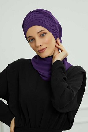 شال بنفش زنانه شیفون Aisha