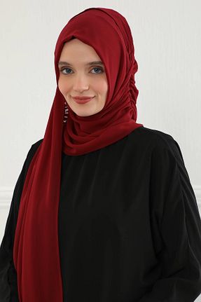 شال زرشکی زنانه پلی استر Ayşe Tasarım - کد 62627850