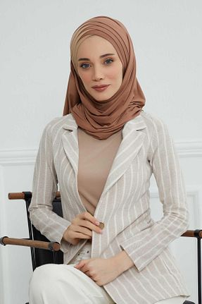 شال قهوه ای زنانه ویسکون Aisha