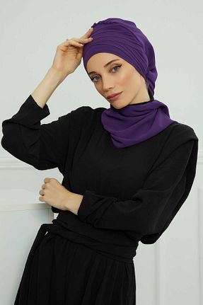 شال بنفش زنانه شیفون Aisha